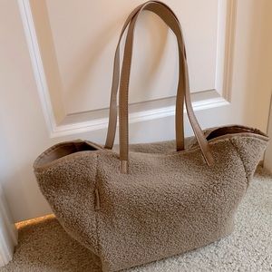 Neiman Marcus Faux Fur fleece Tote Bag